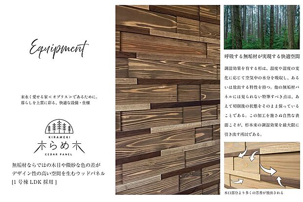 【その他】木らめ木(ウッドパネル)天然木の風合いを活かした意匠パネル。壁面にさりげない存在感と空間にやわらかな上質感をプラス。