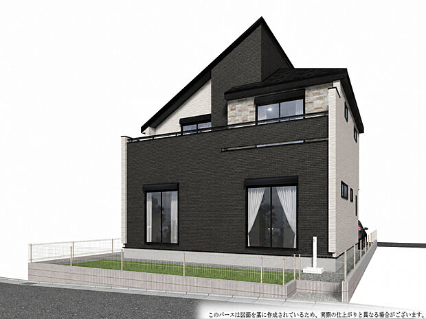 建物完成パース南向き＋南庭付きの新築戸建てカースペース2台駐車可能！（車種によります）資料請求だけでもお気軽にお問い合わせください♪　