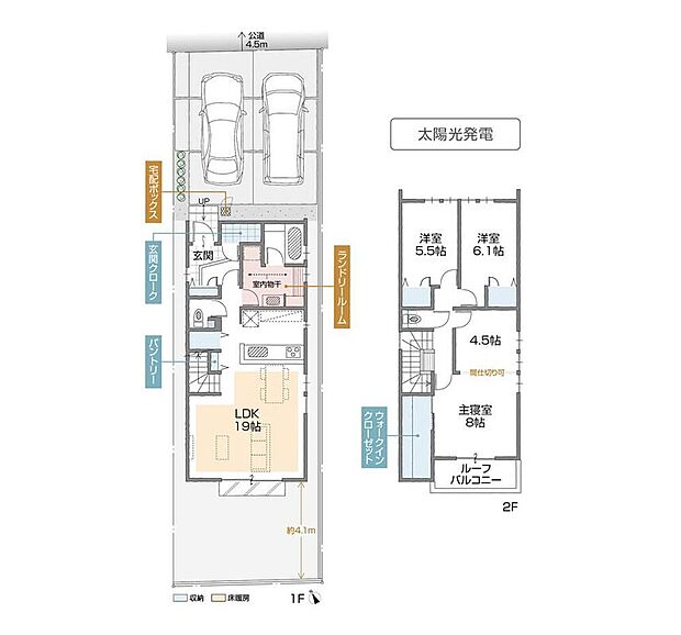 【3LDK+S】ランドリールーム・玄関クロークを設置した収納充実プラン