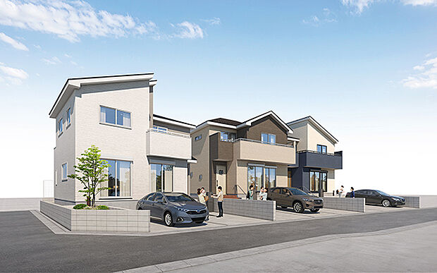 完成予想図：外観（1～3号棟）