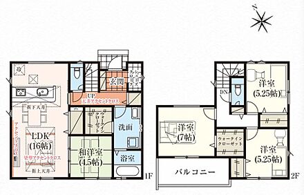 10号棟 1階和洋室と合わせると20.5帖もの広さ。洗面所と主寝室にWICがあり収納豊富。 