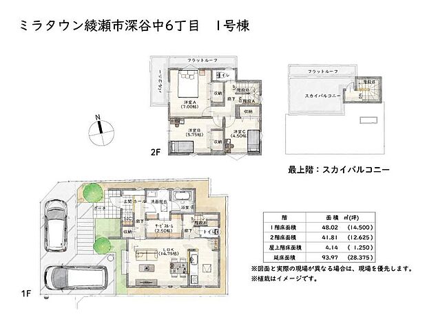 (No.1)、価格3830万円、3LDK+S、土地面積117.11m2、建物面積93.97m2