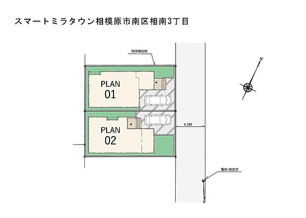 【全体区画図】大和厚木バイパスすぐ側。小学校までは徒歩10分の距離で小さなお子様の通学にも安心です。