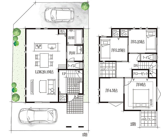 【【アイランドキッチン】】とにかく広く、開放感のあるリビングが良い!!そんなお客様にぴったりのプランです。