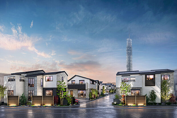 【多彩な個性を連ねた、印象深い情景】
奥へ進むにつれ、ゆるやかに情景が変化する全35邸の街。邸宅デザインや暮らしの楽しみ方など、家族の個性と好みに寄り添う3つの街区スタイルを採用しました。