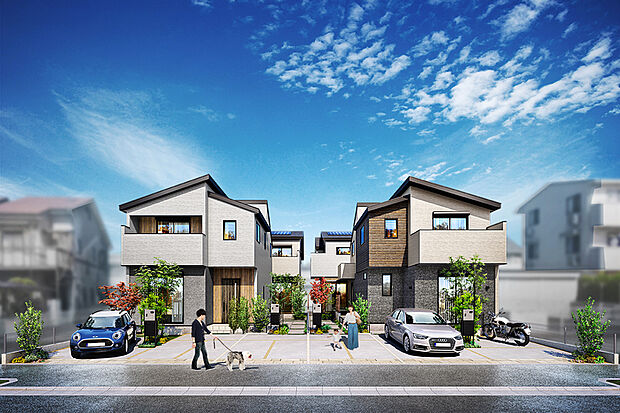 【先進のエコ性能を搭載した4邸の街】
”他とはちょっと違う、個性的な家に住む”をコンセプトにした住まい。全邸に太陽光発電システムを搭載、様々な優遇が受けられる認定低炭素住宅です。