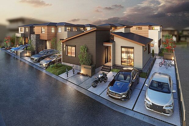 【2つの風景が織りなす広がりと明るさに満ちる暮らし】
落ち着いた色合いで統一感を出しながら、東と西で異なる表情を描き、通りを歩く人の目にも楽しい風景を創出します。