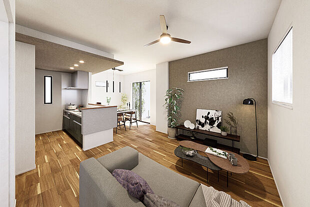 【ライフスタイルにあった暮らしを楽しめる邸別設計】
リビングの開放感を生かしたまま、ゆるやかにプライベートな空間と時間を確保できるこだわりの設計。子育てのために、趣味の時間に、様々に活用できます。