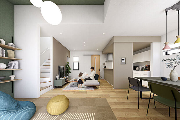 【リラックスタイムを過ごせる空間】
リビングとフラットにつながる+アルファの空間のある住まい。穏やかなくつろぎ時間を過ごせる「フラットDEN」や「コネクトルーム」を邸別にプランニングしました。