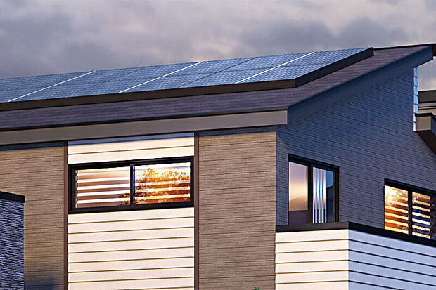 【【太陽光発電システム】】太陽の光で発電できる太陽光発電システムを全邸に標準採用。発電した電気を自宅で活用すれば、年々上昇傾向の光熱費が削減できるので、家計にも環境にも嬉しい設備です。