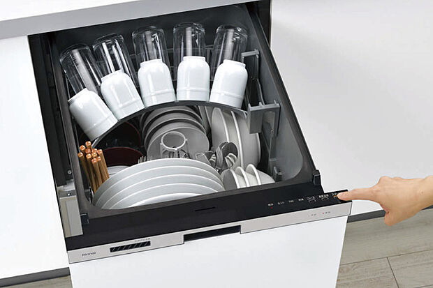 【【プルオープン食器洗い機】】汚れを落としやすくする「バイタル除菌洗浄」機能を搭載。食器洗い乾燥機専用洗剤に含まれる酵素が活動しやすい温度にコントロールして洗浄します。収納容量：約5人分/40点