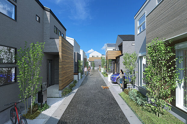 街区内道路を中心に一体感のある風景と広がりのある街