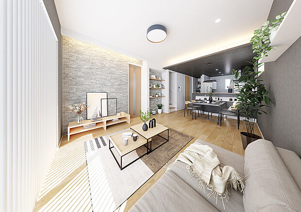 グラビオエッジの意匠と2つの間接照明が織りなす、洗練のリビング空間。効率的なL型キッチンと、ゆとりある2つのウォークインクロゼットが、機能美に満ちた暮らしを叶えます。