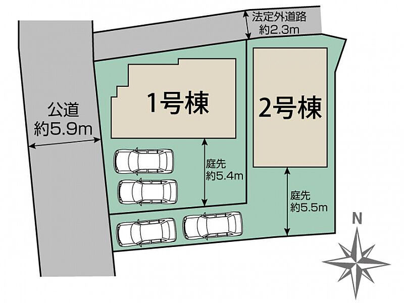 中郡二宮町山西2棟 区画図