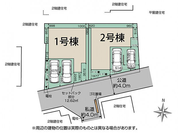 所沢市上新井3丁目2棟 区画図
