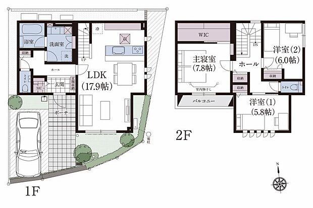 No.4_間取り図 暮らしの空間に広さとゆとりを持たせ、家族とのふれあいもあふれる住まい。