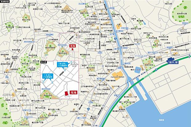 2つのバス停が徒歩圏。根岸駅・上大岡駅方面への移動も快適なロケーションです。