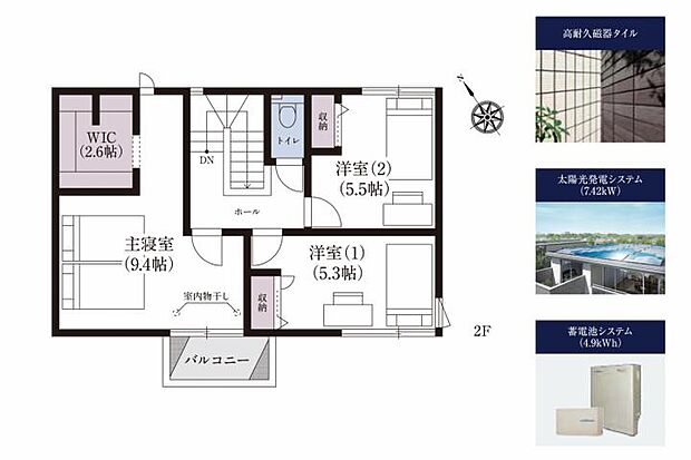 【3LDK】間取り図_No.13 2F 暮らしの空間に広さとゆとりを持たせ、家族とのふれあいもあふれる住まい。