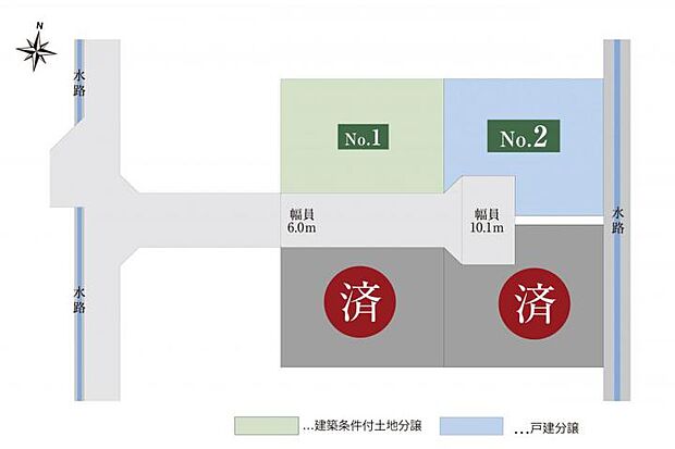 【未定】全4区画で72坪以上の整形地です。幅員6mの分譲地内道路の為、車の出入りに伴うすれ違いや駐車がしやすい分譲地です。
