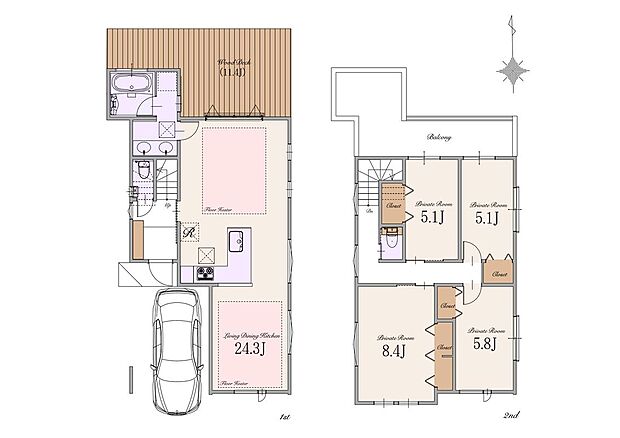 【建物参考プラン】土地面積　6,090万円　建物参考プラン価格　3,500万円(税込)　総額9,590万円(税込)　土地面積　約116m2　建物面積　約123m2(車庫面積約14m2含む)