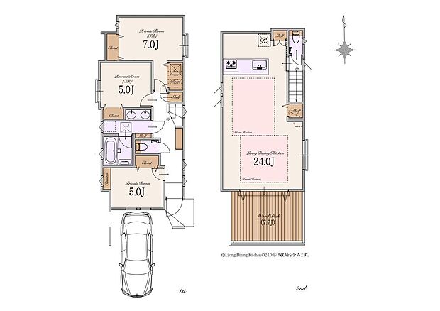 【建物参考プラン】土地価格 11,490万円 建物参考プラン価格 3,500万円(税込) 総額14,990万円(税込) 土地面積 約92m2 建物面積 約98m2(車庫面積約6m2・宅配ボックス部分約1m2含む)