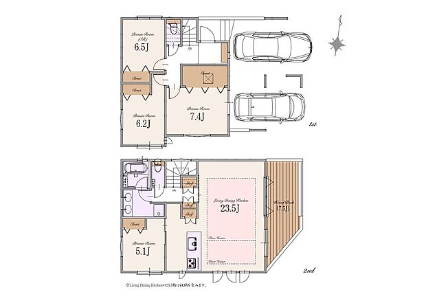 【3LDK+1S】建物面積:142.54m2(車庫面積28.76m2・ポーチ部分2.87m2含む)