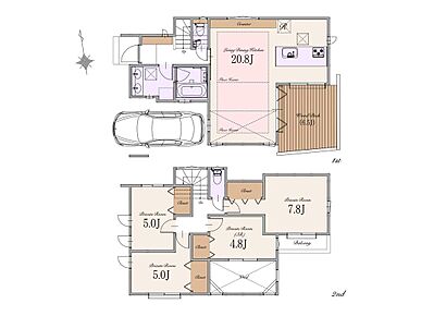 建物面積109.72m2(車庫面積10.55m2含む) 