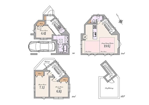 【2LDK+1S+塔屋】建物面積：111.30m2(車庫面積12.59m2含む)