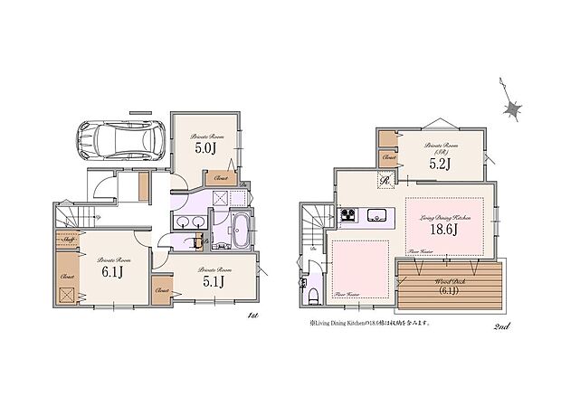 【建物参考プラン】土地価格5,990万円 建物価格3,600万円(税込) 総額9,590万円(税込) 土地面積約101m2(建築確認申請上の控除面積0..36m2含む) 建物面積約101m2(車庫面積約4m2・ポーチ部分約2m2含む)