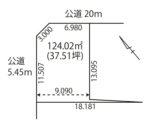 【区画図】
開放感あふれる角地です。採光や通風が期待でき、快適に暮らせるお住まいが実現できます。