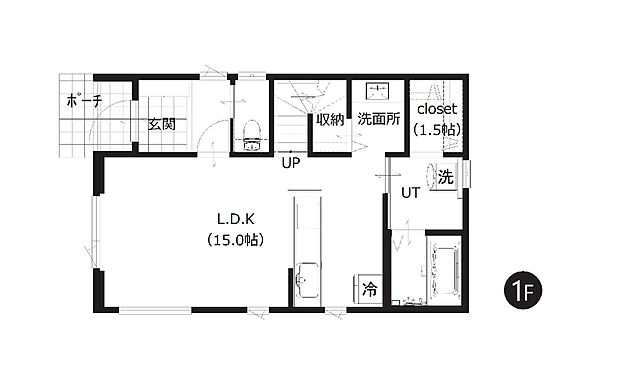 【3LDK】対面式キッチンやリビングイン階段を採用し、ご家族が自然と顔を合わせられます。LDKは約15帖とゆったり。ご家族揃ってのんびり過ごせる空間です。