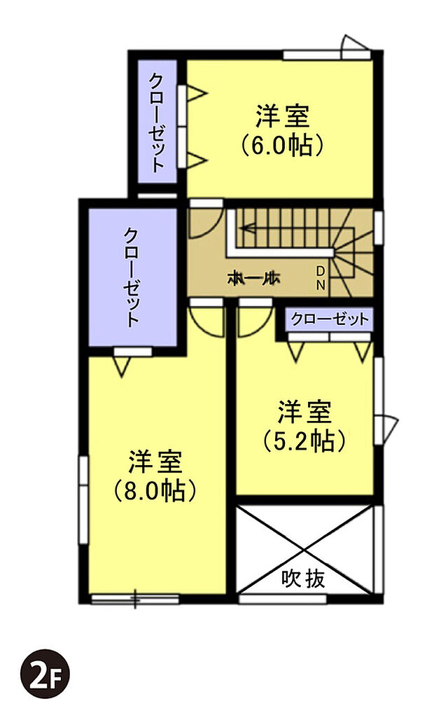 【【建築プラン例】】建物面積：106.00m2
建物代金：2630万円(税込)
※杭工事、分水工事、諸費用別途
※設計プランの参考一例であって、当該プランの採用可否は任意です。