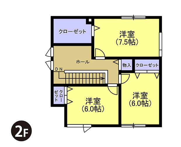 【【建築プラン平面2階】】建物面積：112.21m2
建物代金：2750万円(税込)
※杭工事、分水工事、諸費用別途
※設計プランの参考一例であって、当該プランの採用可否は任意です。