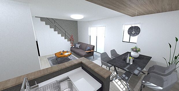 【キッチン】折下天井が上質感を漂わせるペニンシュラキッチン。
食洗器が備わっており、洗い物の時間を短縮し日々のストレスを軽減させてくれます。