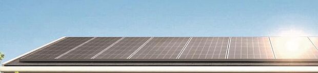 【太陽光発電システム】発電した電力を自宅で使用できるため電力会社から購入する電力の量を抑えることができます。また、万一の災害時の電力確保にも備えられます。(プランに採用されている設備です）