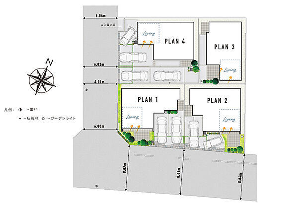 角地や敷地面積の魅力を伸びやかに享受できる配棟計画