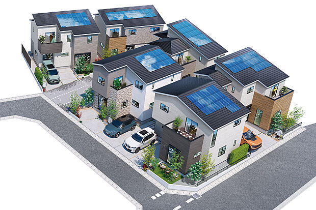 【敷地面積110m2超のゆとり。】ゆとりある感覚で美しく配置された、EAST街区6邸。協定地ある区画や街に植栽されたシンボルツリーなど、住民同士のコミュニティを育める環境です。