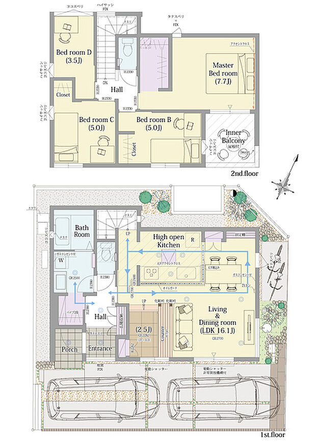 【4LDK】4LDK+小上がりラウンジ+ウォークインクロゼット

■敷地面積：105.49m2(31.91坪)
■建物面積：  99.16m2(28.36坪)
