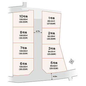 総8区画×敷地面積約25坪～30坪超。一体感を保ちながら、程よい距離感でつながるランドプランです。区画形状を活かし、ご家族の理想の住まいづくりを。ご希望をお聞かせ下さい。 