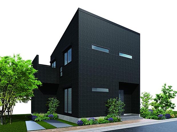 【【外観パース/セレーナ・スクエア】】外壁からサッシまでブラックでコーディネートした重厚感のある佇まい。洗練された印象の外観は、モダン調から和テイストまで幅広いスタイルにマッチします。