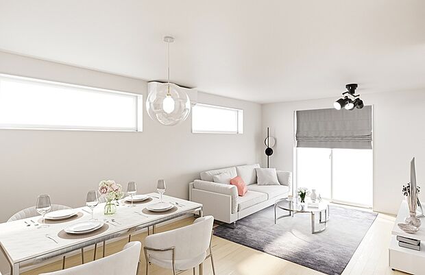 LDK室内CGパース例(インテリア・アクセントクロス#サンゲツ)※実際とは多少異なります