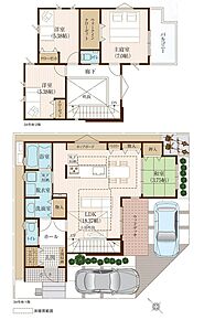 たっぷり収納だけではなく、ＬＤＫ続きのウッドデッキは戸建住宅ならではの贅沢なくつろぎ空間。 