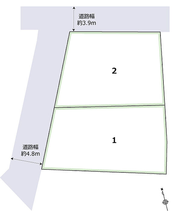 ※北側道路は42条1項1号道路とは判定がでていますが、
現地の道路幅員が4m未満の場合、道路中心から2mのセットバックが発生します。
※絶対高さ制限:10m