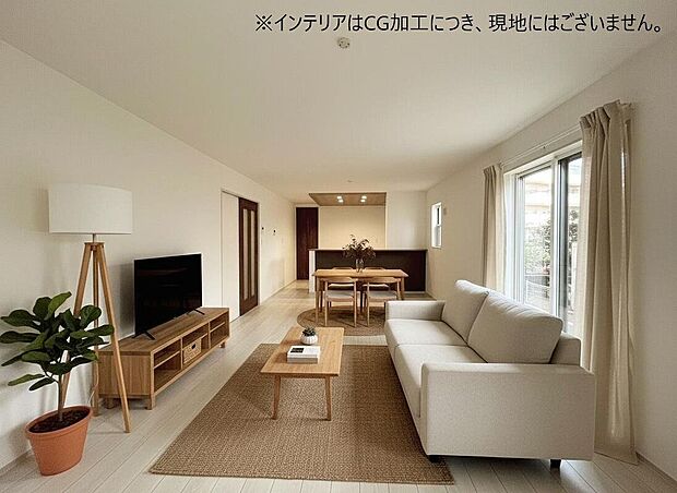 20帖の明るく広々としたLDK!ご家族が自然と集まるゆとりの空間です!(※インテリアはCGです。)
