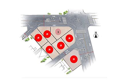 ※区画図には商談中区画も含みます。最新の販売状況は資料請求またはお電話にてお問合せください。 