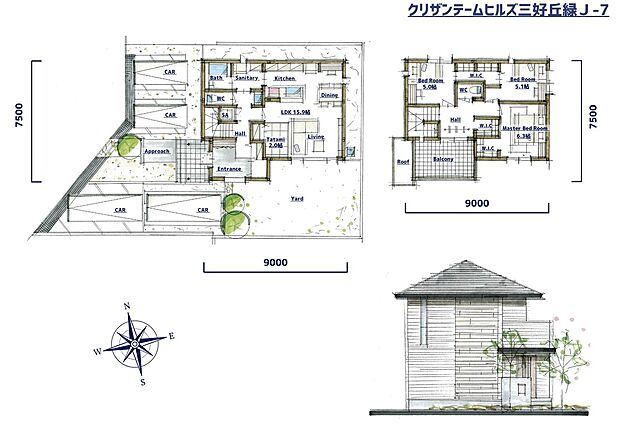 【3LDK】陽光あふれる南向きのLDKは、和コーナーを含めると17.9帖の広々空間。 最大4台駐車可能なゆとりあるスペースも魅力です。 ホールには室内干しスペースやファミリークロークも用意されています。