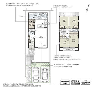 1階の洗面室兼ランドリーとキッチンに隣接するように、ファミリークローゼットを計画しました。たっぷりと収納できるだけでなく、乾かした洗濯物をスムーズに収納できる便利な動線となっています。

※外構費別
※設計性能評価取得済 