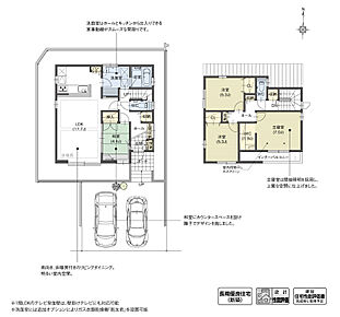 和室に座位で使えるカウンターを設け、腰掛けた視線の先には四季を切り取るピクチャーウィンドウを配置。天井高をあえて抑え、程よいおこもり感と落ち着きを生み出しました。また、L字に設えた障子が玄関との開口部を緩やかに結び、視線の抜けと空間の広がりを演出します。

※設計性能評価取得済 