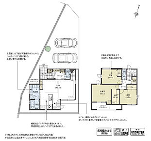 洗面室にランドリースペースを設けているため、干す・畳むの動作がスムーズに行えます。キッチンと隣接しており、並行して効率よく家事をこなせるのも魅力です。また、キッチンの手前に設けたスタディコーナーは、子どものリビング学習に最適な空間となっています。

※設計性能評価取得済
※別途私道あり1.95ｍ2 