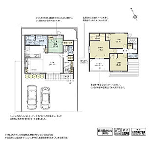 南側に広く間口を取った明るいLDKが特徴的な住まいです。リビングの北側には続き間の和室、南側にはポーチと一体に計画したテラス空間を設け、内外が緩やかに繋がる心地よい空間を設計しました。

※設計性能評価取得済 